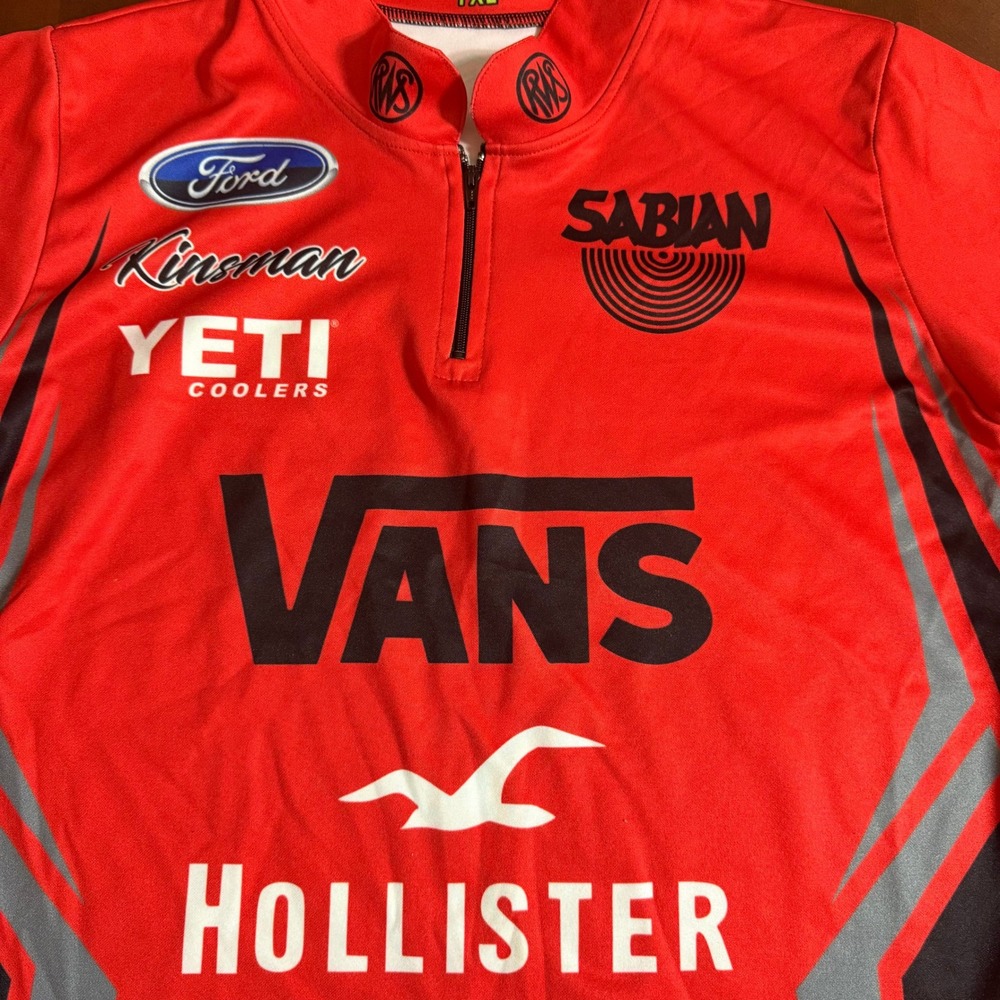 YXL Red Long Sleeve Fishing Shirt Ford Yeti Vans Hollister Sabian Mens - Picture 7 of 11